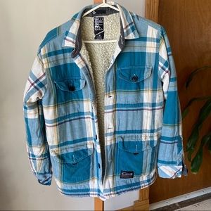 Billabong Teal and White Plaid Jacket